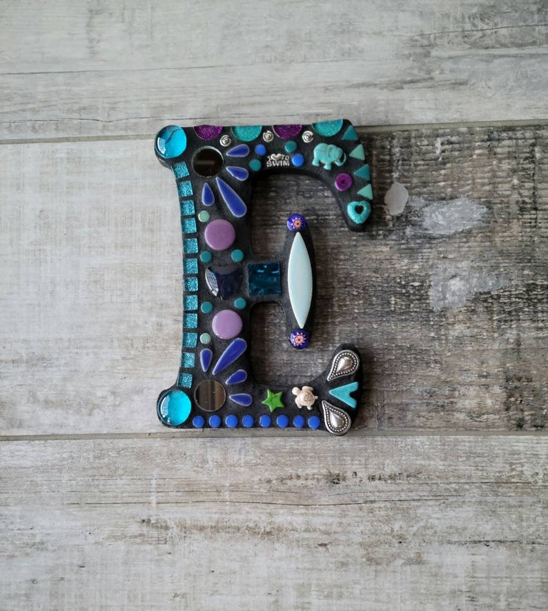 MOSAIC INITIAL LETTER-8 Inch, Made to Order, Personalized gift, Rainbow colors, bohemian decor, unique gift, wedding gift, Custom design image 4