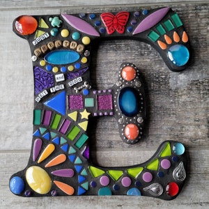 MOSAIC INITIAL LETTER-10 Inch, Made to Order, Personalized gift, Rainbow colors,  bohemian decor, unique gift, wedding gift, Ooak