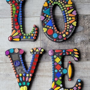 MOSAIC INITIAL LETTER-8 Inch, Made to Order, Personalized gift, Rainbow colors, bohemian decor, unique gift, wedding gift, Custom design image 2