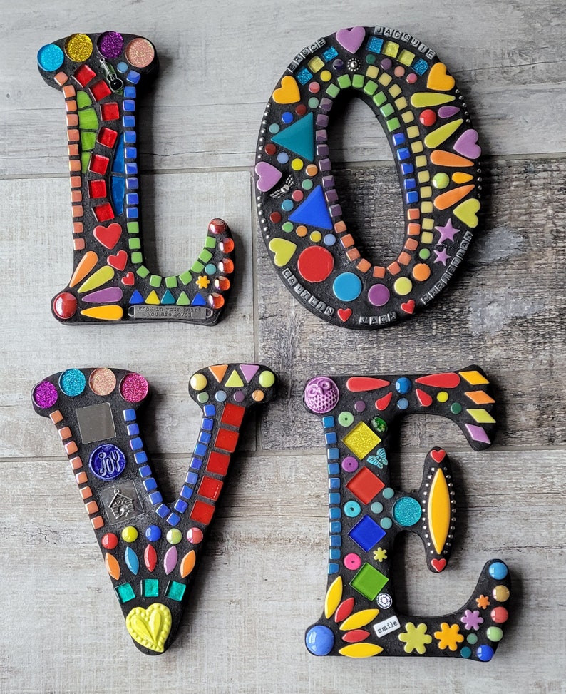 MOSAIC INITIAL LETTER-8 Inch, Made to Order, Personalized gift, Rainbow colors, bohemian decor, unique gift, wedding gift, Custom design image 2