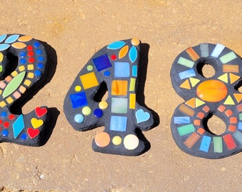 MOSAIC HOUSE NUMBERS, Custom mosaic, Housewarming gift, Unique gift, Bohemian style