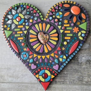 CUSTOM MOSAIC HEART -Southwest colors,  bohemian decor, unique gift, wedding gift, wall decor, Ooak