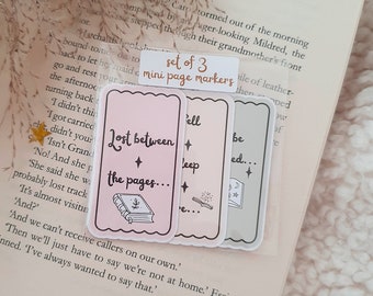 Set of 3 mini page markers| Bookish Gift | Bookmark | Book Lover | Book Accessory