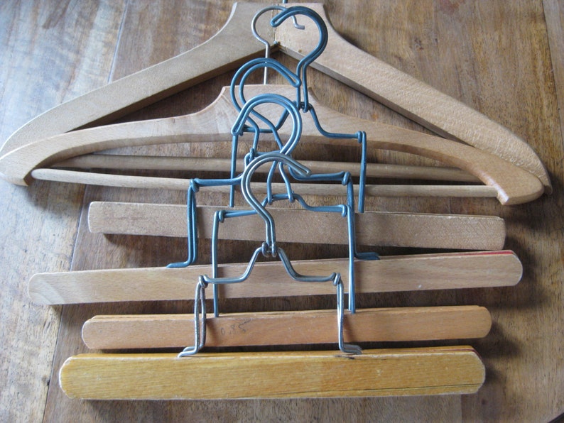 Set of 6 Vintage French Wooden Clothes Hangers. Etsy