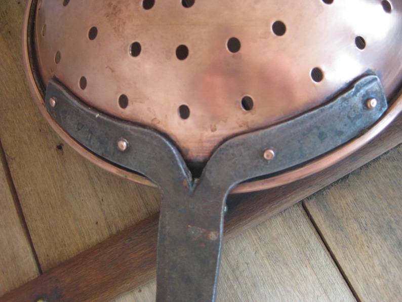Vintage French large copper skimmer..