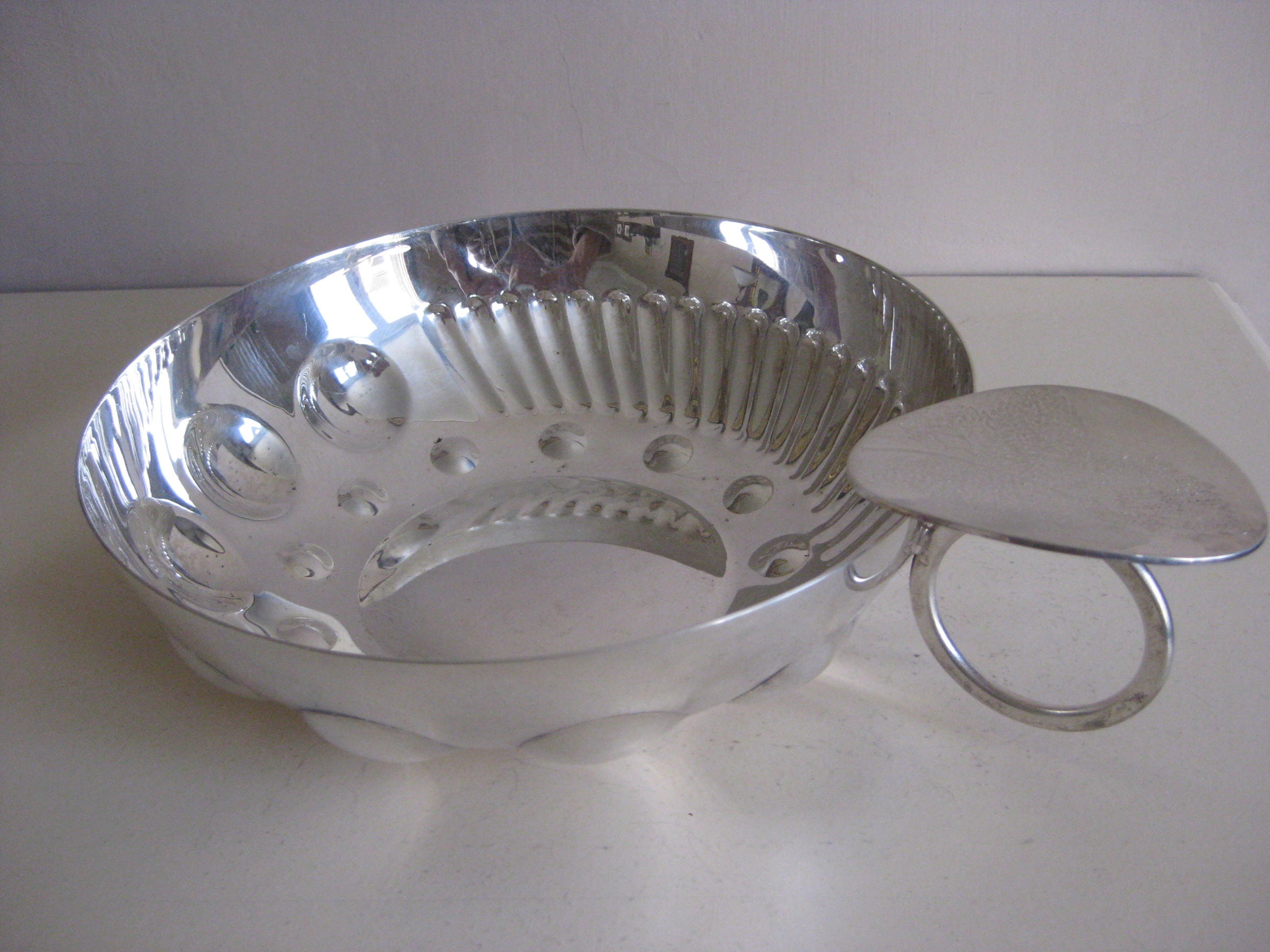 Français Grand Bol de Présentation Plaqué Argent Tastevin.