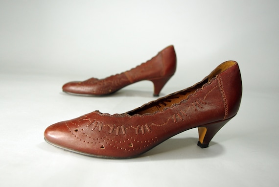 Vintage leather shoes 7.5 / 70's Womens Mahogany