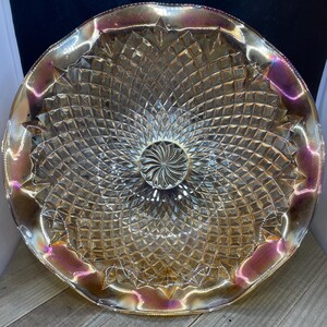 Iridescent Marigold Carnival Glass Bowl