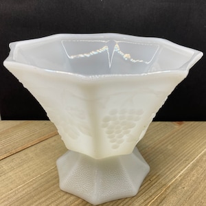 Milk Glass Planter-Grape Vine Pattern