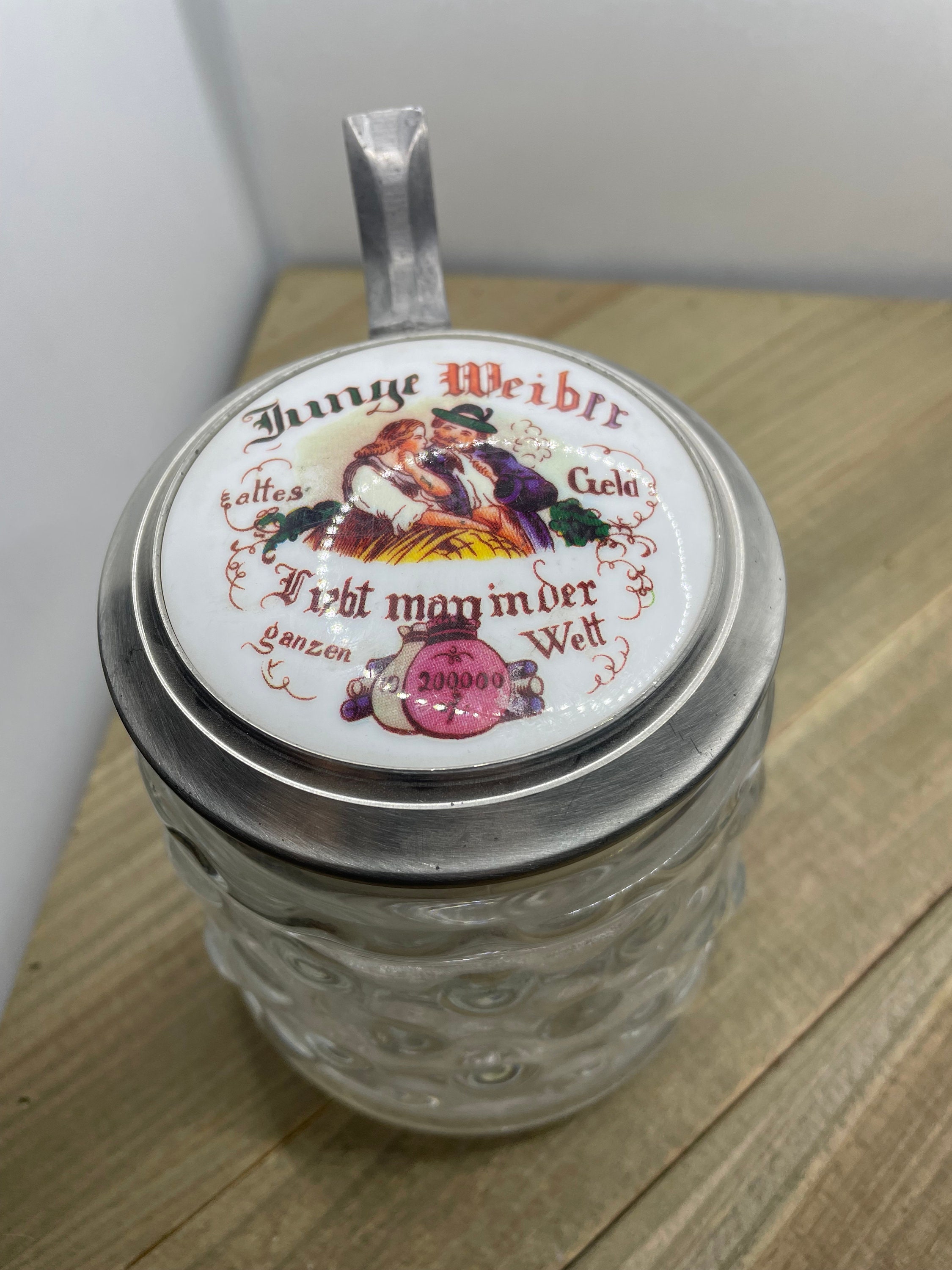 Junge Weiber Lidded Glass Beer Stein