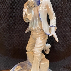 Capodimonte Blue and White Large Porcelain Boy with Cup