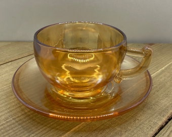 Marigold Iridescent Teacup and Saucer-set of 2