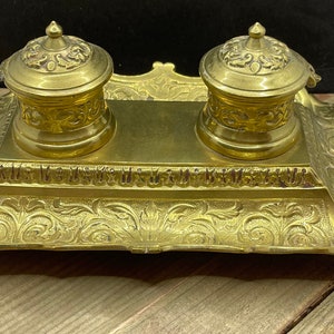 Ornate Brass Double Inkwell-Germany