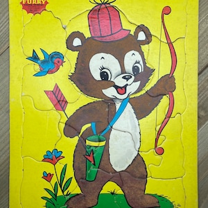 Build It Toy, Sta-N-Place, “Furry”, Inlaid Puzzle-U.S.A.