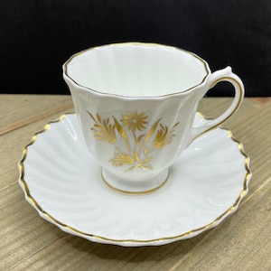 Royal Doulton Gold Floral Teacup and Saucer-England