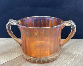 Iridescent Marigold Carnival Glass Double Handled Bowl
