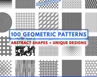 100 Geometric Pattern Designs: Lightburn Art Library & SVG Files (Digital Download)