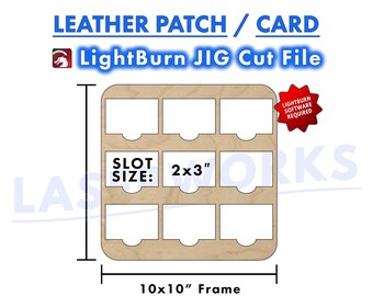 Gabarit de gravure d'écussons/cartes en cuir, 5 x 3 pouces, fichier numérique LightBurn, guide de 9 modèles de quadrillage - xtool omtech thunder laser CO2