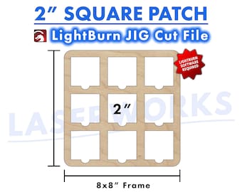 Square Leather Patch Engraving Jig, 2 inch, LightBurn Digital File, 9 Grid Circle Template Guide - xtool omtech laser CO2, 10w, 20w, 40w