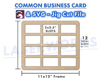 Business Card Engraving Jig, 2x3.5 inch, Common Size, SVG & LightBurn File, 12 qty, Grid Template Guide - xtool omtech thunder laser CO2