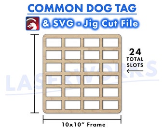 Dog Tag-gravuremal: 24 rastersjabloon, SVG- en LightBurn-bestand