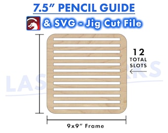 Pencil Engraving Jig, Hex or Round, SVG & LightBurn File, 12 Grid Template Guide - xtool omtech thunder laser Co2 diode, No2, #2, Wood