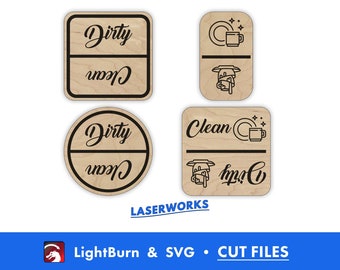 Spülmaschinen Magnet: Sauber Schmutzig Laser Cut | Lightburn & SVG-Dateien (Digital Download)