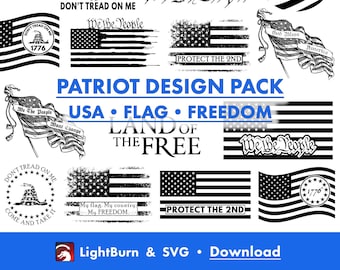 Patriottisch, vlag van de VS, 1776 ontwerpen | SVG- en Lightburn-bestanden (digitale download)
