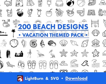 200 stranddesigner | LightBurn Art Library och SVG-filer (digital nedladdning)