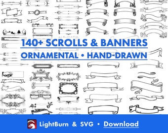 140+ Banner- und Schriftrollen-Designs | Lightburn & SVG-Dateien (Digital Download)