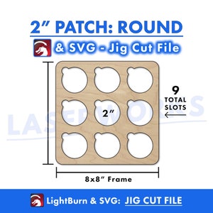 Toppa in pelle rotonda: 2 pollici, 9 griglie - File SVG e LightBurn