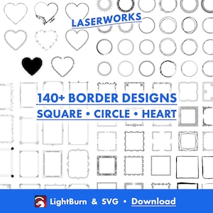 Meer dan 160 kaders, tekstscheiding, Lightburn-kunstbibliotheek Digitaal bestand downloaden en SVG-bestand, CO2-lasergravure, hoek, cirkel, vierkant