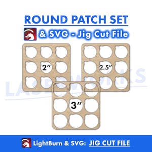 Set di strumenti per incisione di toppe in pelle: modello rotondo da 2-3 pollici (file SVG e LightBurn)
