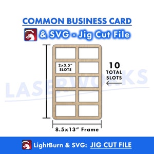 Visitenkarten Gravurschablone, 2x3,5 Zoll, Gravieren von SVG & LightBurn Datei, 10 Stück, Grid Template Guide