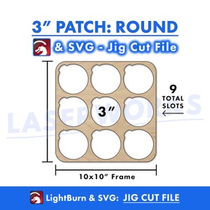 Toppa in pelle circolare da 3 pollici: file SVG a 9 griglie e LightBurn