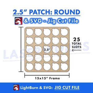 Toppa in pelle circolare da 2,5": modello a griglia da 25 (file SVG e LightBurn)