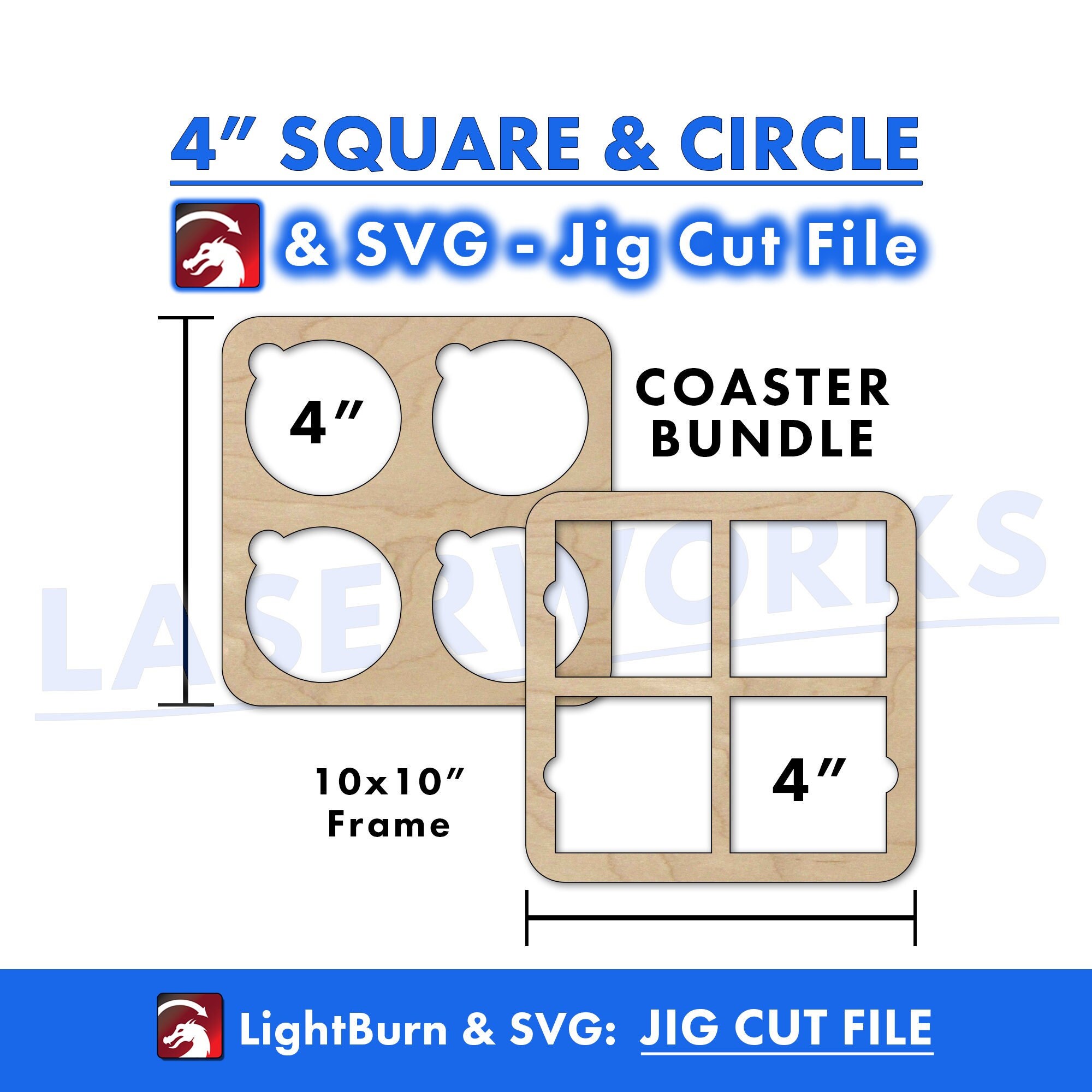 Coaster Jigs Vector Coaster Engraving Jig, Square and Circle, 4 Inch, SVG & Lightburn File ...
