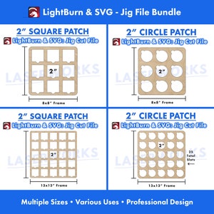 2 inch, round, circle, square, leather patch, jig template