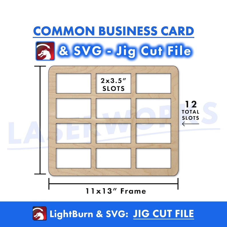 Lightburn, Business Card, Jig, Cut out, template, guide, 2x3.5, laser cut, diode, co2, xtool, omtech, download, file, slot, common, cut file, Clack Shack, SVG, glowforge