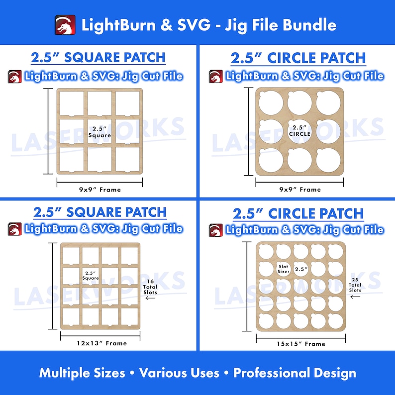 2.5 inch leather patch, square, circle,round,  jig template