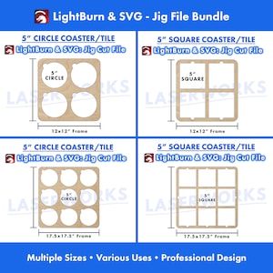 5 inch coaster, tile, jig template, circle, round, square