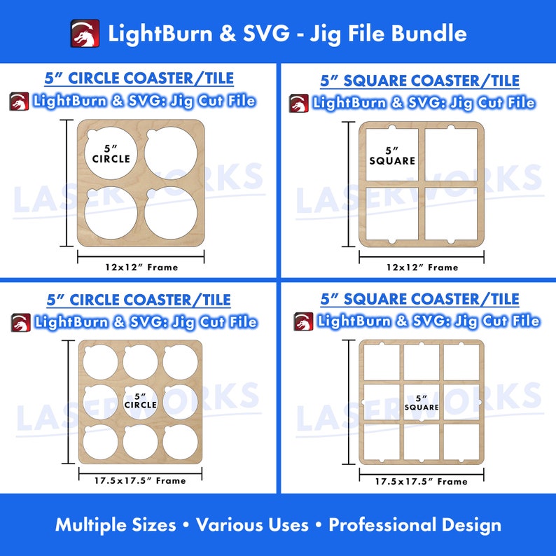 5 inch coaster, tile, jig template, circle, round, square