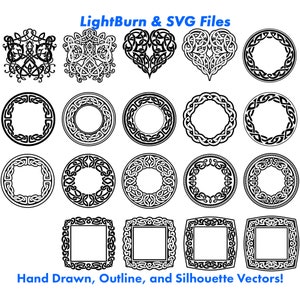 100 Celtic Knot Designs, Outline, Silhouette Lightburn Art Library Digital File Download & SVG Files, Cross, Druid, Clovers, Heritage image 4