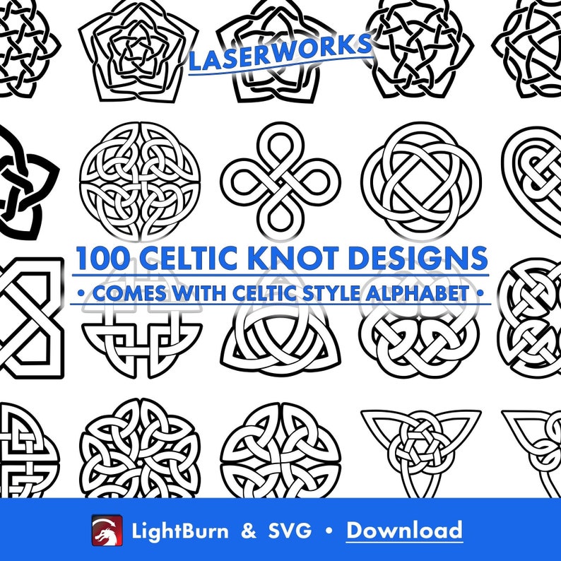Lightburn art library, Celtic knots, letters, alphabet, cross, heart, square, boarder, circle, download, frame, laser engrave, file, bundle, co2, xtool, omtech