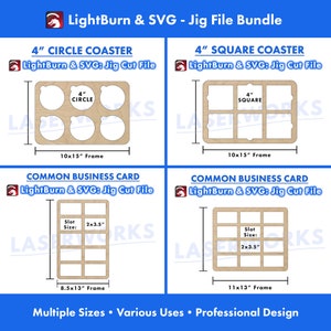 4 inch coaster, common business card, jig template
