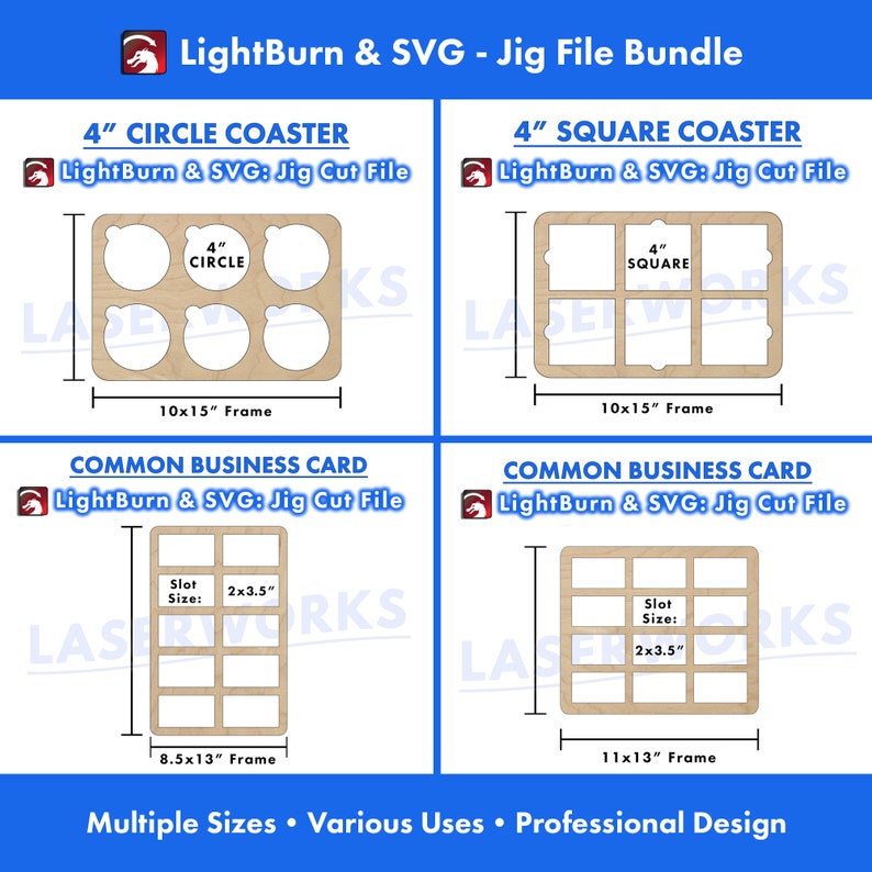 4 inch coaster, common business card, jig template