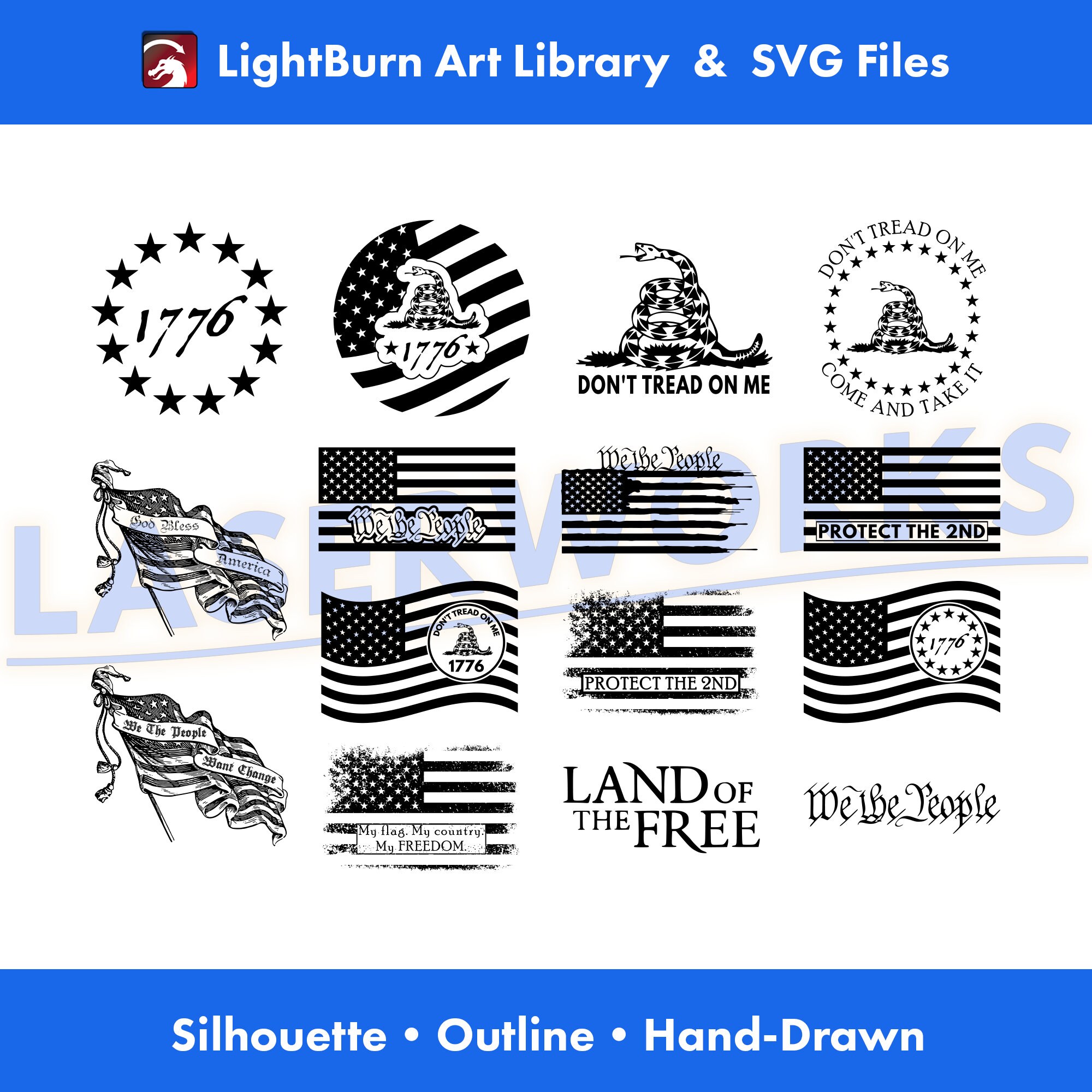 Patriotic, USA Flag, 1776 Designs | SVG and Lightburn Files (digital ...
