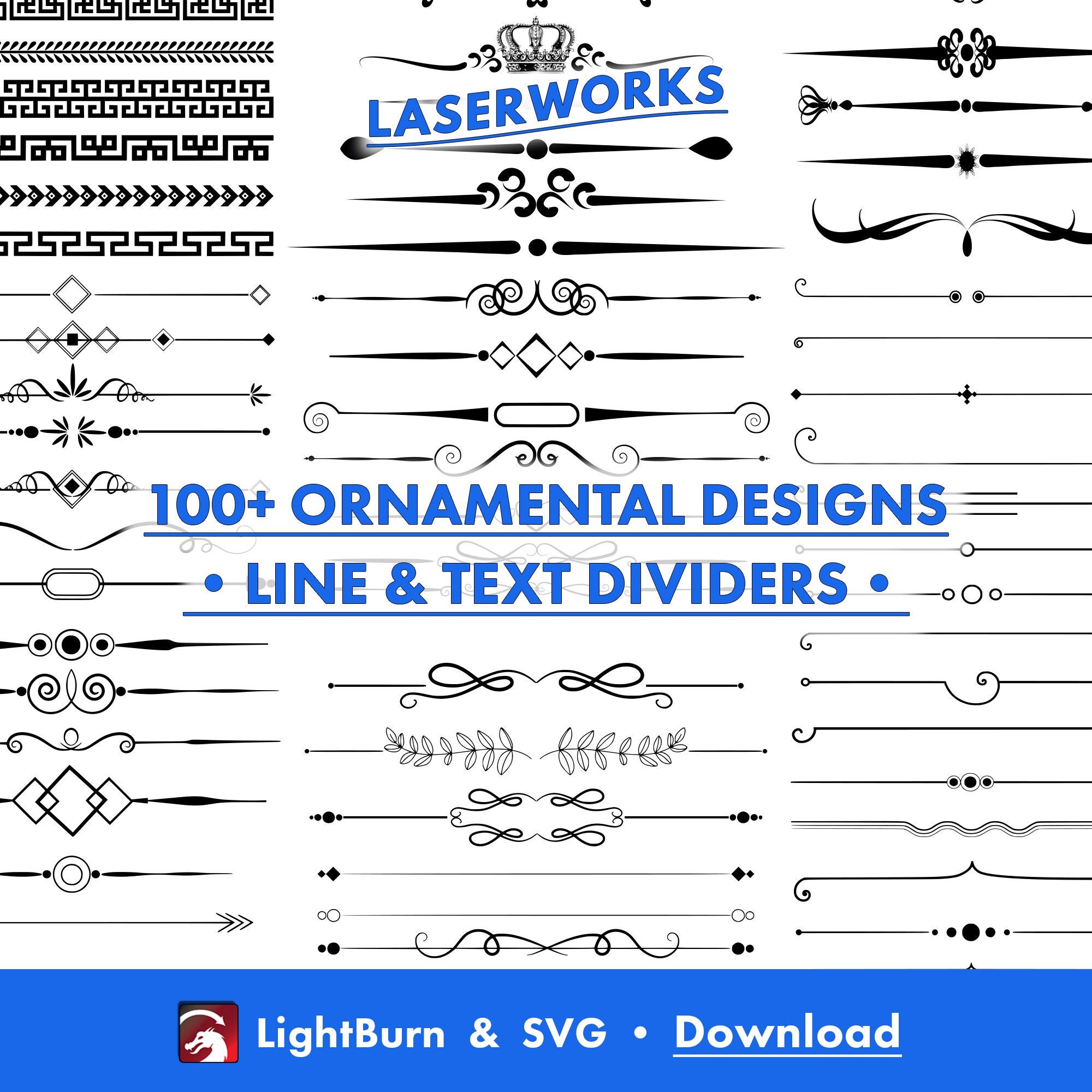 130+ Ornamental Line Dividers: Laser Engrave SVG, Lightburn Art Library  (digital Download) - Etsy, image size:2000x2000