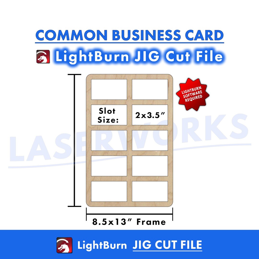 Business Card Engraving Jig, 2x3.5 Inch, Common Size, Lightburn Digital