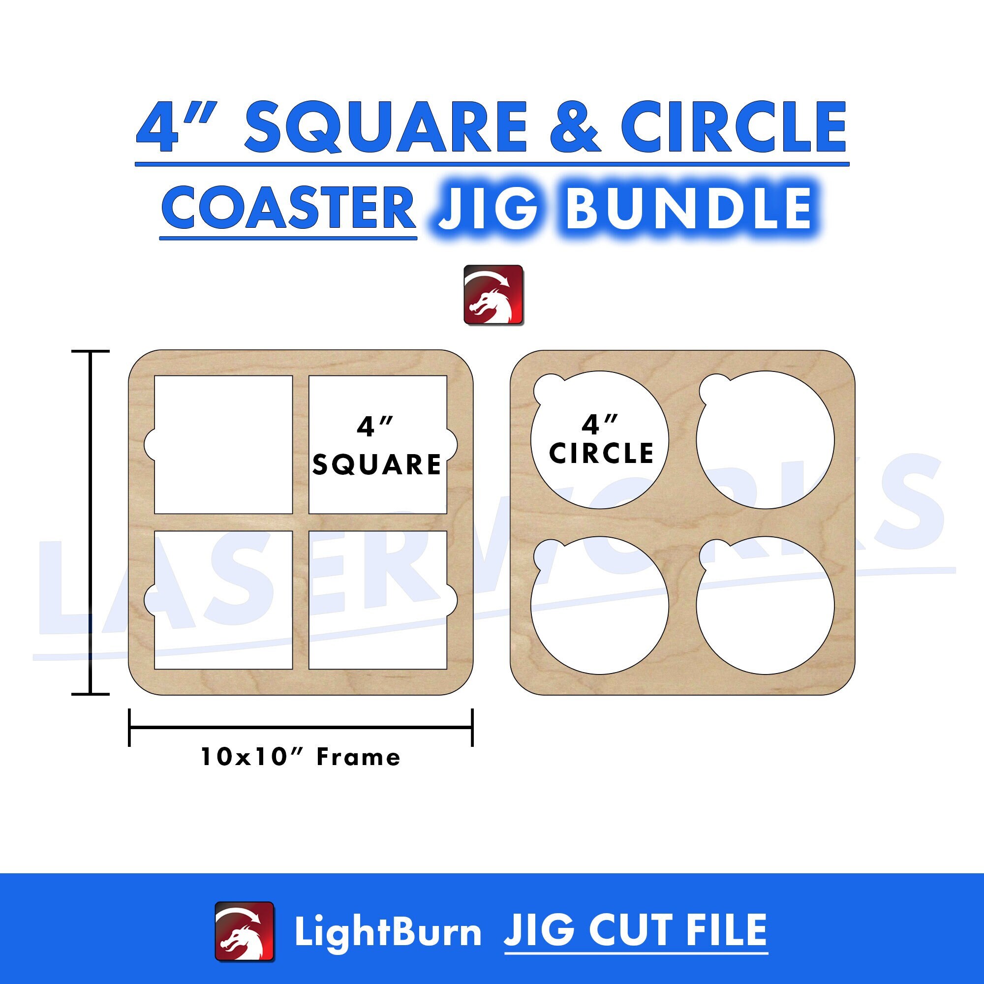 Coaster Jigs Vector Coaster Engraving Jig, Square and Circle, 4 Inch, SVG & Lightburn File ...